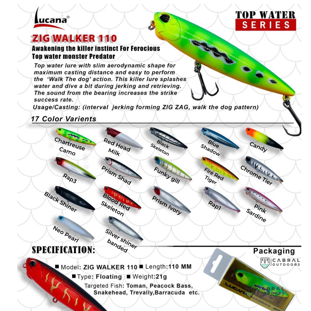 Lucana Zig Walker Hard Lure | Size: 11cm | 21g Hard Lure Lucana Cabral Outdoors