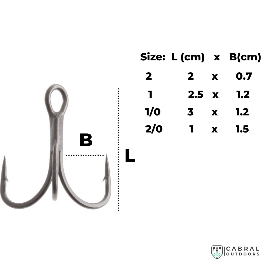 VMC Black Nickel Treble Hooks 7554 BN | Size: 1-2/0 Treble Hooks VMC Cabral Outdoors