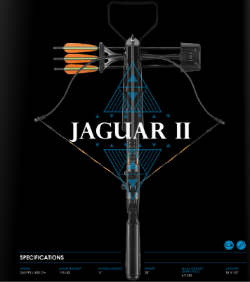 EK ARCHERY JAGUAR II CROSSBOW RIFLE, BLACK STOCK, 175LB, 260FPS Crossbow EK ARCHERY Cabral Outdoors