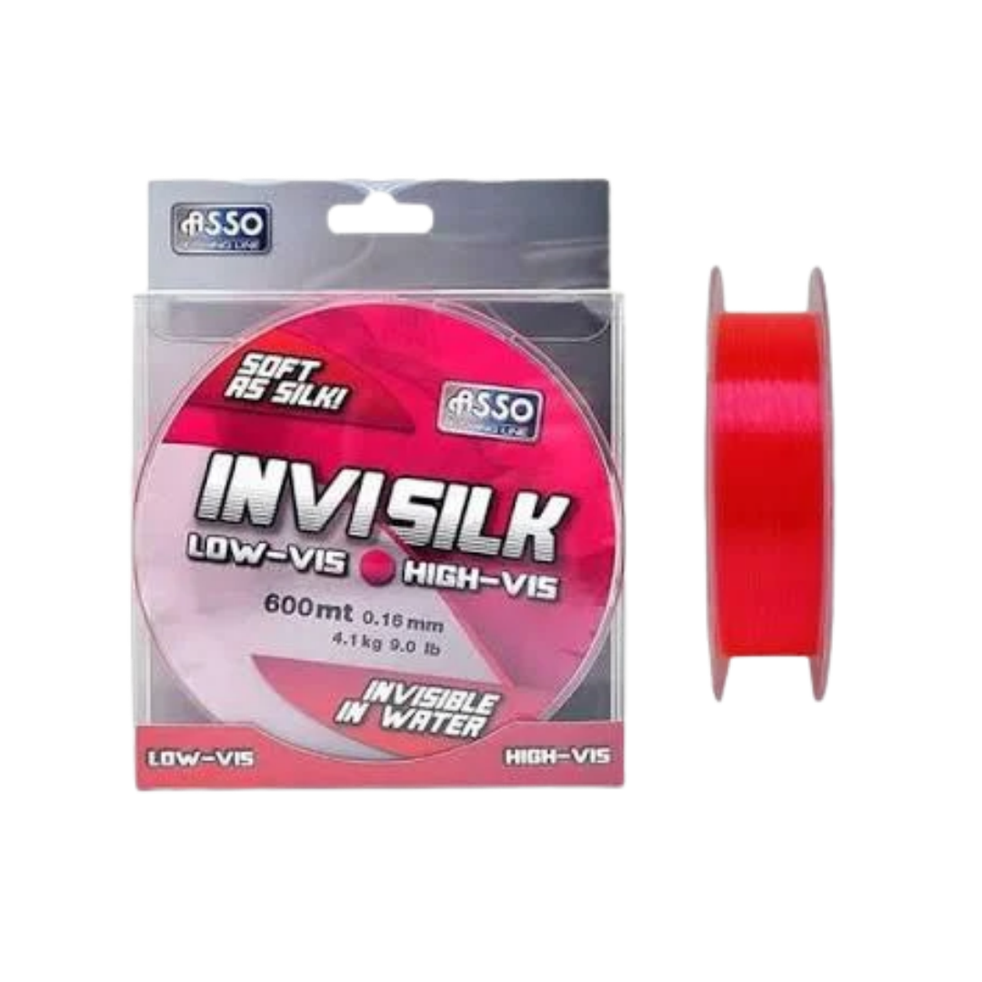Asso Invisilk Monofilament Fishing Line |0.18mm-0.35mm | 600m |Pink