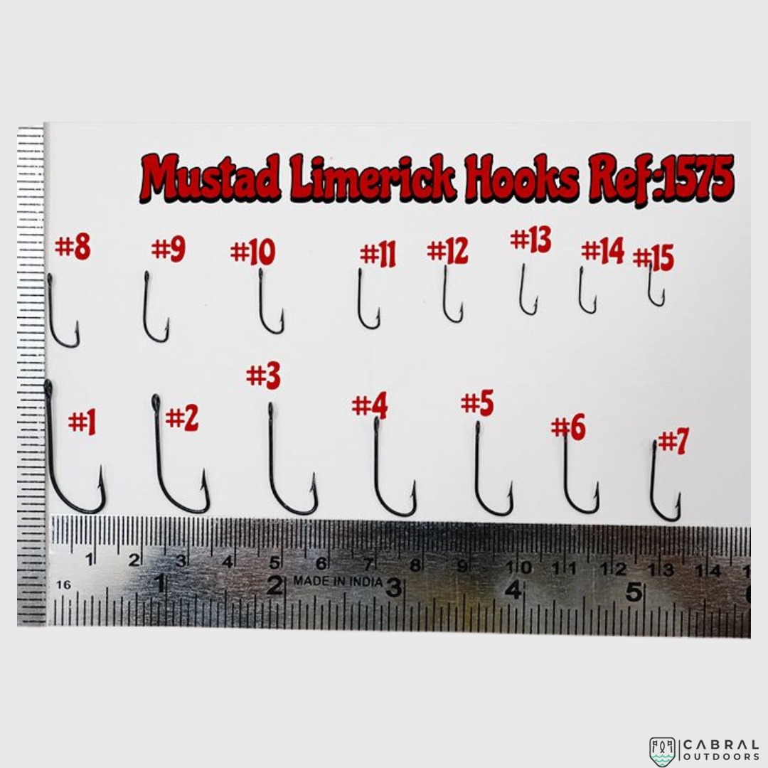 Mustad Superior Limerick Single hooks 1575  |100 Pcs| Size: 1-15  Live Bait Hooks  Mustad  Cabral Outdoors  