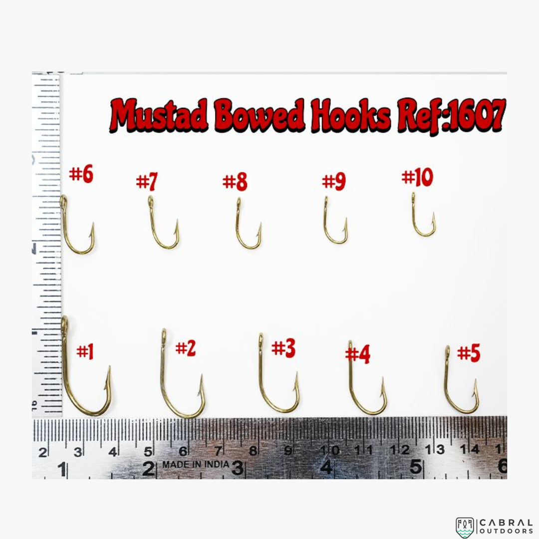 Mustad Superior Bowed Hooks 1607  |100 Pcs| Size: 1-10  Live Bait Hooks  Mustad  Cabral Outdoors  