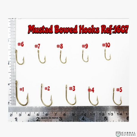 Mustad Superior Bowed Hooks 1607  |100 Pcs| Size: 1-10  Live Bait Hooks  Mustad  Cabral Outdoors  