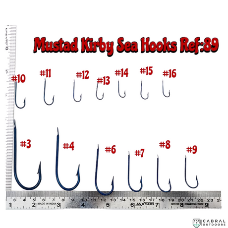 Mustad Kirby Sea Hook 89 |100 Pcs| Size: 3-12  Live Bait Hooks  Mustad  Cabral Outdoors  