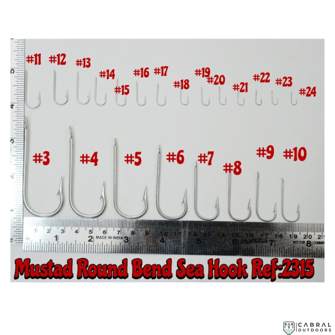 Mustad Round Bent Sea Single Hooks 2315 |100 Pcs| Size: 10-25