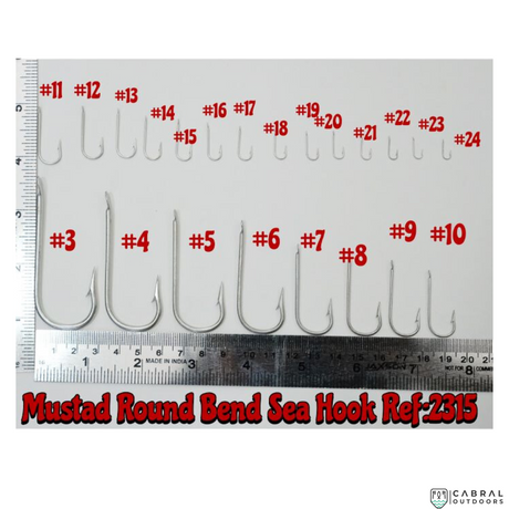 Mustad Round Bent Sea Single Hooks 2315 |100 Pcs| Size: 10-25  Live Bait Hooks  Mustad  Cabral Outdoors  