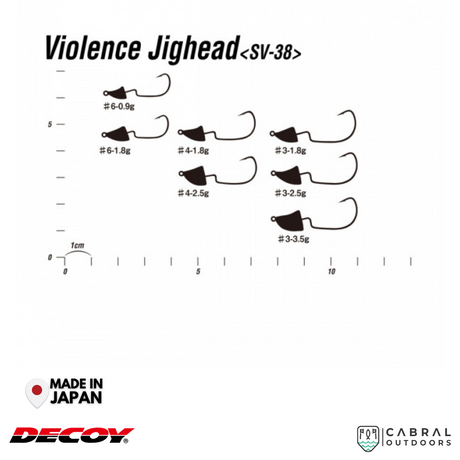 Decoy SV-38  Violence Jighead| #3-#6 | 1.8g-3.5g  Jig Head  Decoy  Cabral Outdoors  