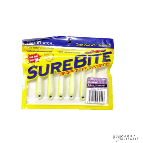 Sure Catch Sure Bite Soft Plastic Hollow Fish (6pcs) | 6cm-6.5cm  Paddle Tail  Sure Catch  Cabral Outdoors  