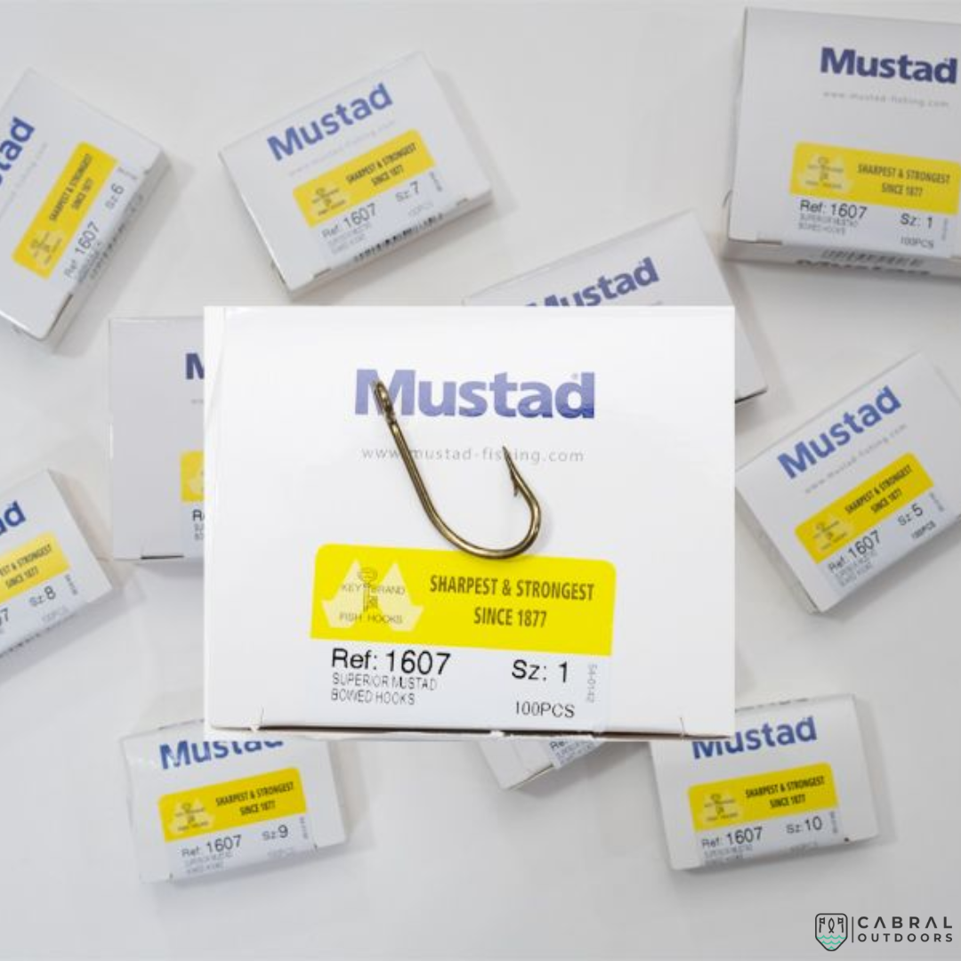 Mustad Superior Bowed Hooks 1607  |100 Pcs| Size: 1-10  Live Bait Hooks  Mustad  Cabral Outdoors  