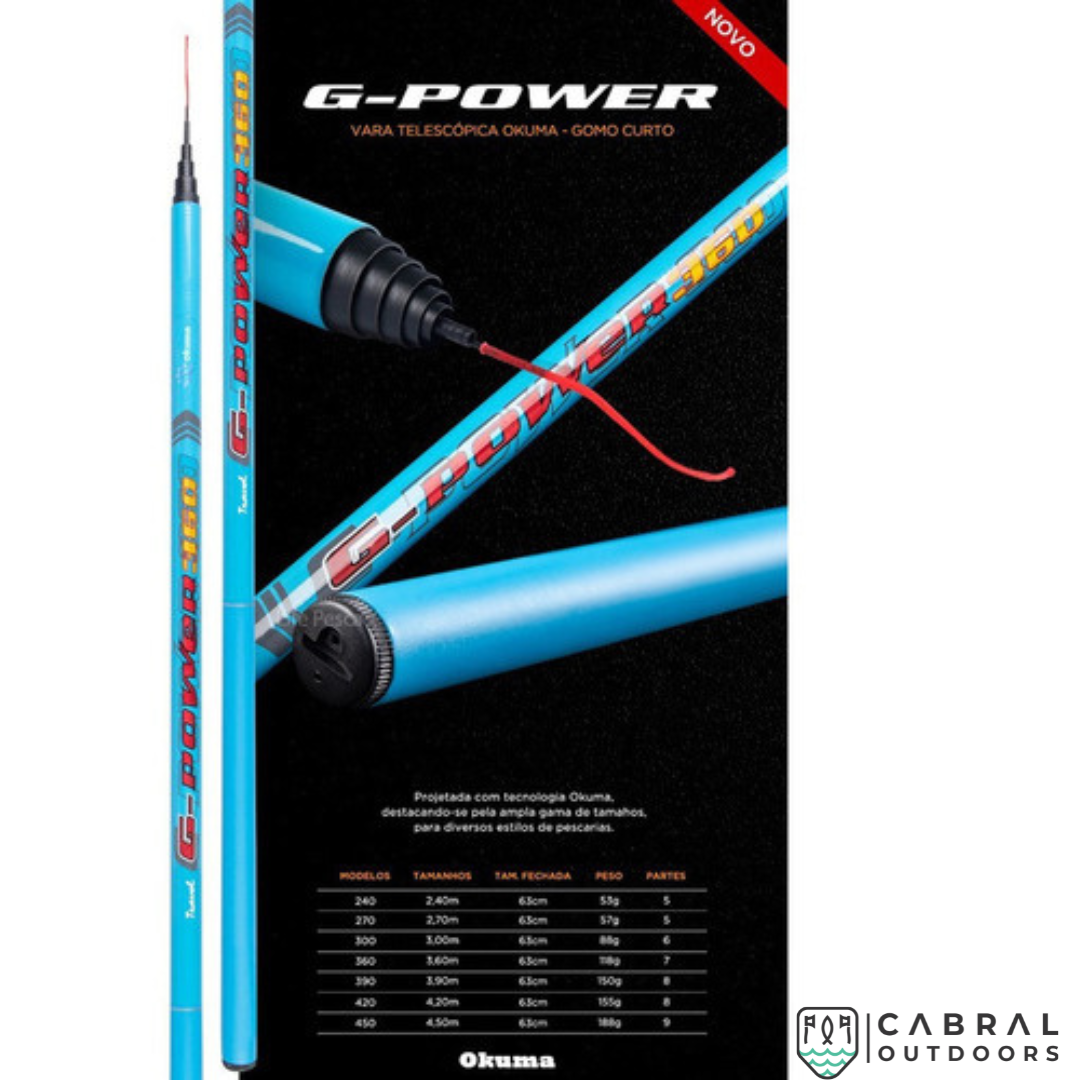 Okuma G-Power 10ft-15ft Travel Pole Rod  Pole Rod  Okuma  Cabral Outdoors  