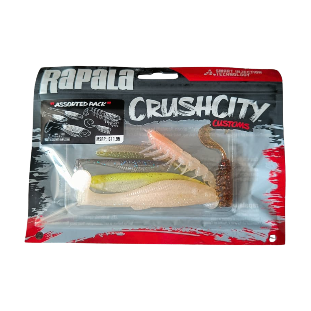Rapala CrushCity Assorted Pack Soft Plastic Lure | 6 Pcs Per Pack