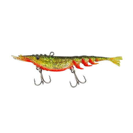 Scaless Jhinga Magna Shrimp|100mm -11 g| Size :4 inch  Shrimp  Scaless  Golden Orange