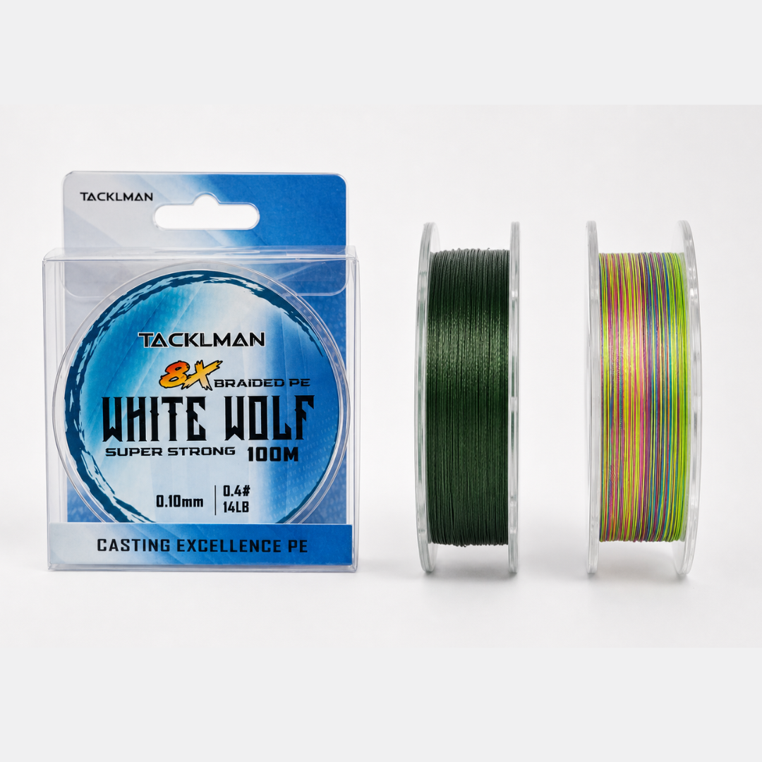 Tacklman 8X White Wolf Braided Line | 0.10mm -0.33mm | 100m