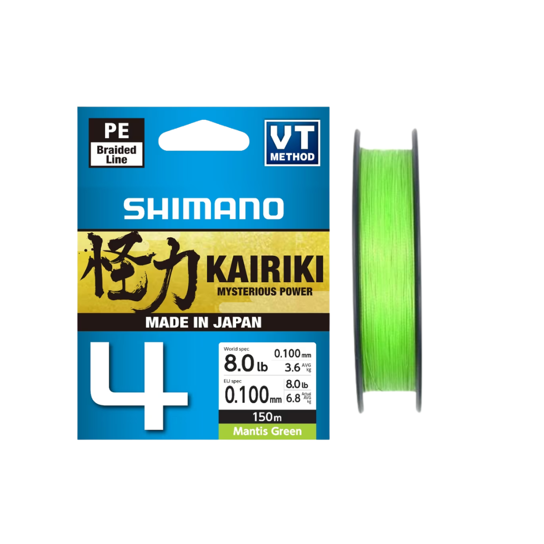 Shimano Kairiki 4 PE Braided Fishing Line  | 150m | Mantis Green