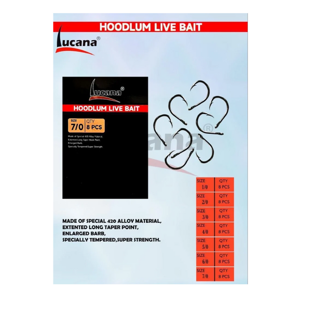 Lucana Hoodlum Live Bait Hook |  Size:- 1/0-7/0  Live Bait Hooks  Lucana  Cabral Outdoors  