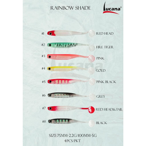 Lucana Rainbow Shade Soft Fishing Lure | Size: 7.5cm | 2.2g | 4pcs/pk  Soft Bait  Lucana  Cabral Outdoors  
