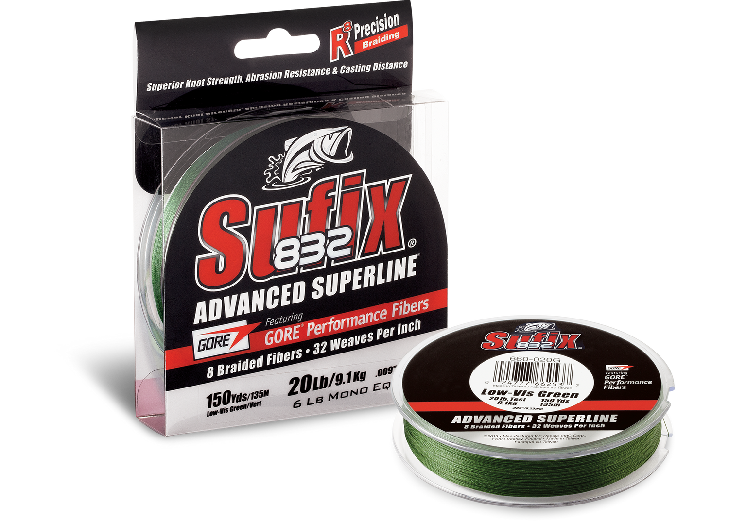 Sufix 832 Advanced Superline 250M |Vis Green  Braided Line  Sufix  Cabral Outdoors  