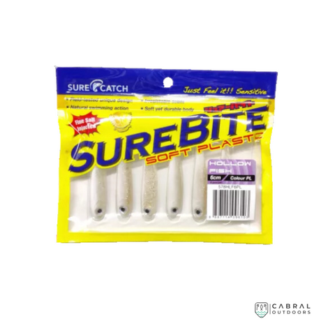 Sure Catch Sure Bite Soft Plastic Hollow Fish (6pcs) | 6cm-6.5cm  Paddle Tail  Sure Catch  Cabral Outdoors  