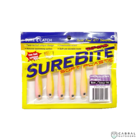 Sure Catch Sure Bite Soft Plastic Hollow Fish (6pcs) | 6cm-6.5cm  Paddle Tail  Sure Catch  Cabral Outdoors  