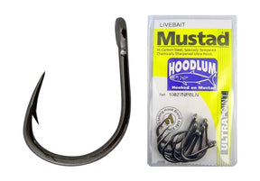 Mustad 10827NPBLN Hoodlum Live Bait 4x Strong Fishing Hooks  Live Bait Hooks  Mustad  Cabral Outdoors  