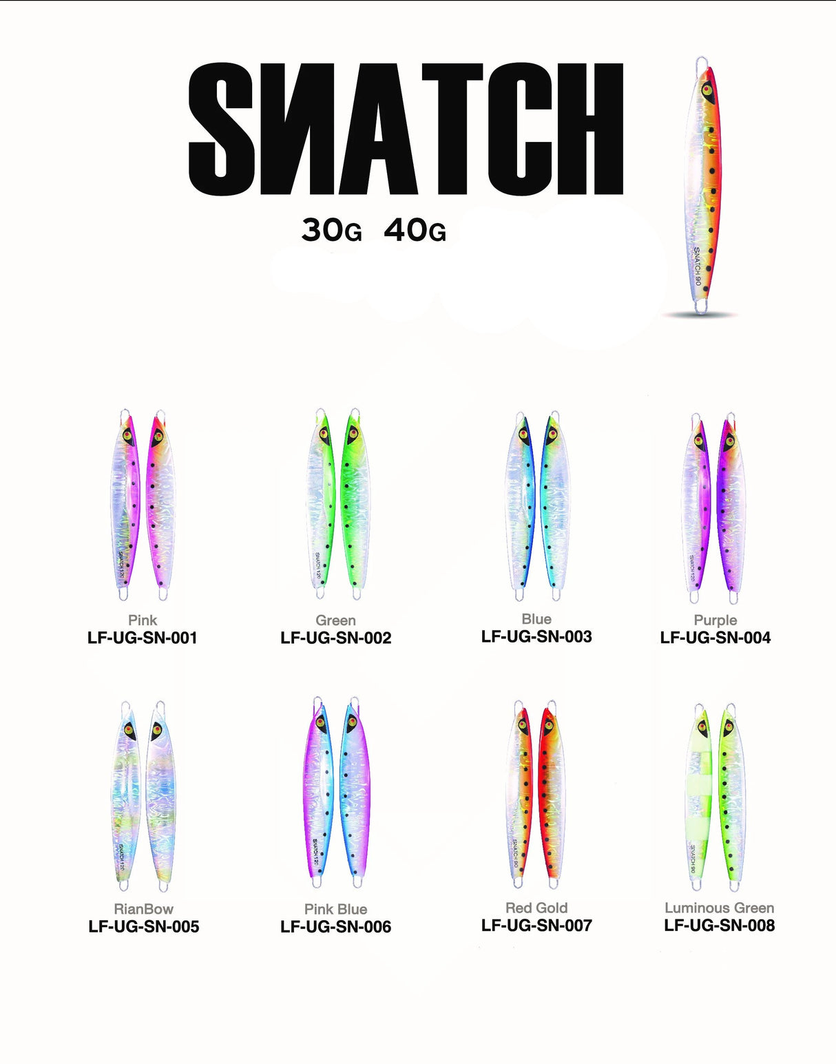 Underground Metal Jig Snatch 9.5cm | 30g and 40g (No Hooks)  Jigs  Lures Factory  Cabral Outdoors  